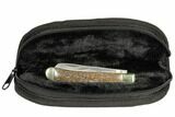 Pocketknife With Fossil Dinosaur Bone (Gembone) Inlays #115046-2